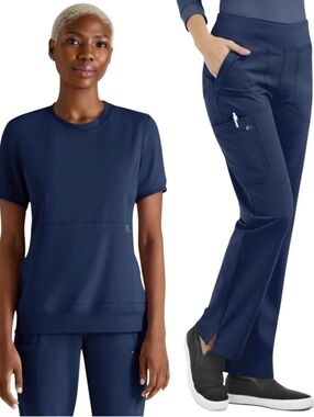 Uniform Advantage Easy Stretch Dark Navy Scrub Pants & Top XL NWT